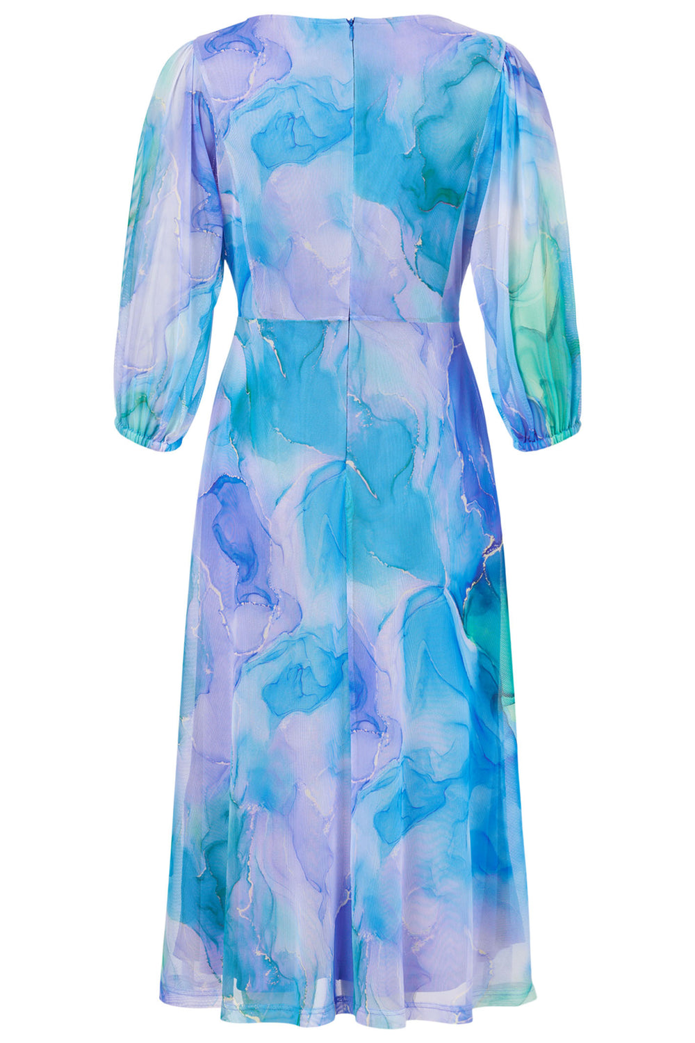 Tia 78936 Tia Blue Abstract Print Round Neck Dress - Rouge Boutique Inverness
