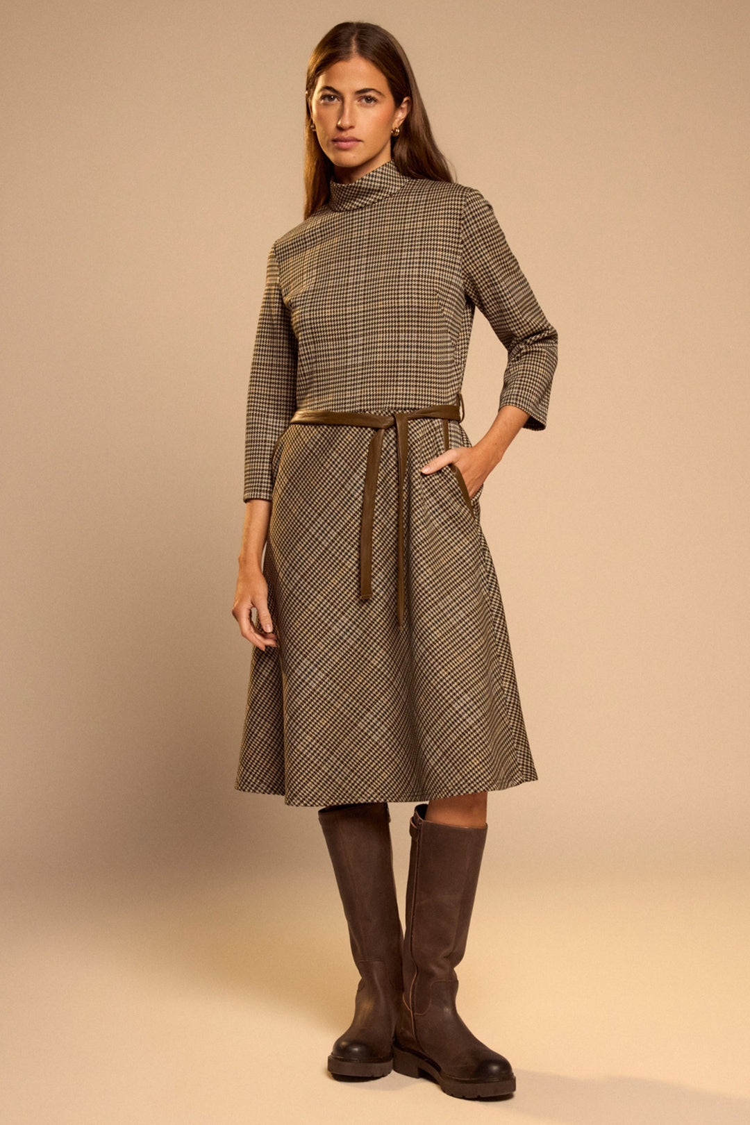 Tinta Anina Camel Multicolour Dress, full length