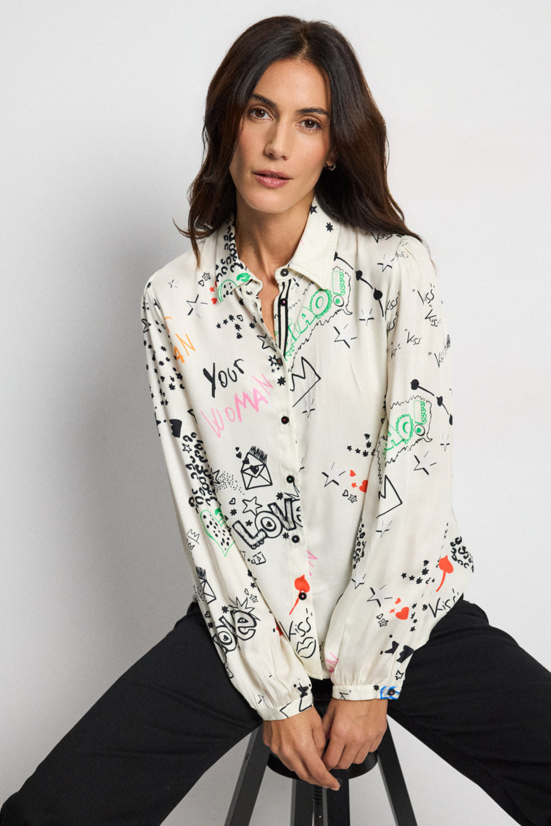 Tinta Ilisa Off-White Motif Shirt, front view