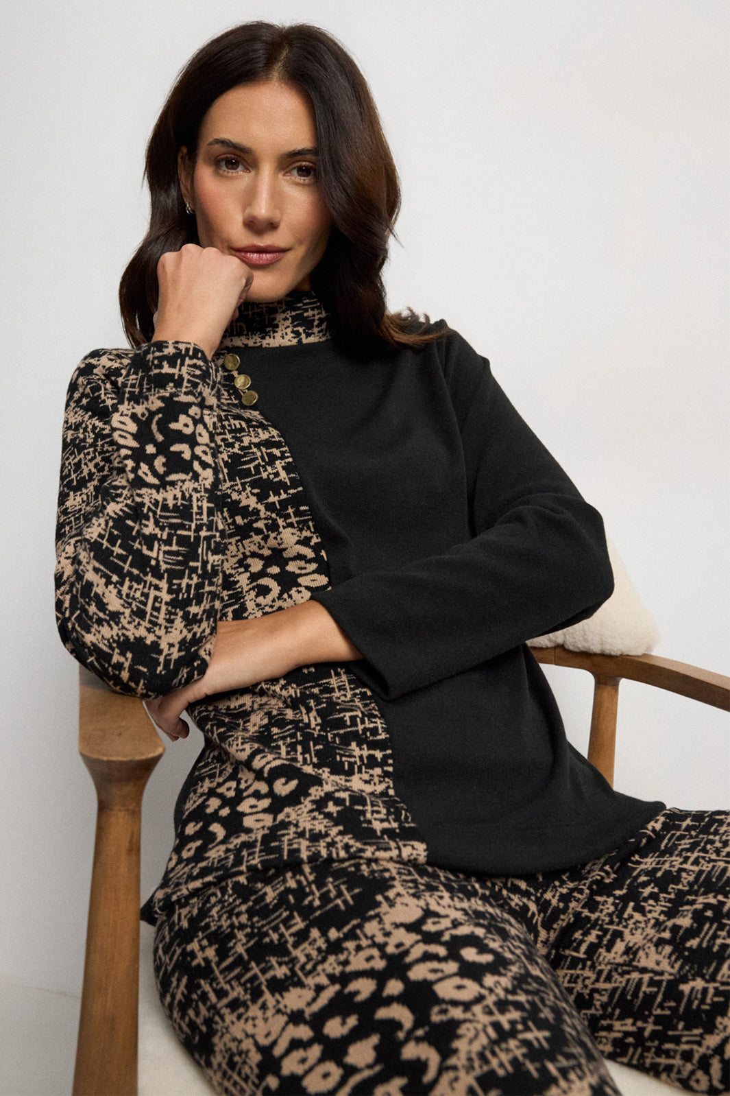 Tinta Sorina Black Block Print Jumper, full length