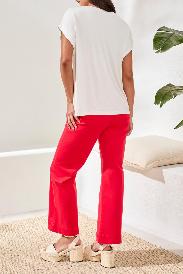 Tribal Clothing 2454O Seapearl White Red Print T-Shirt