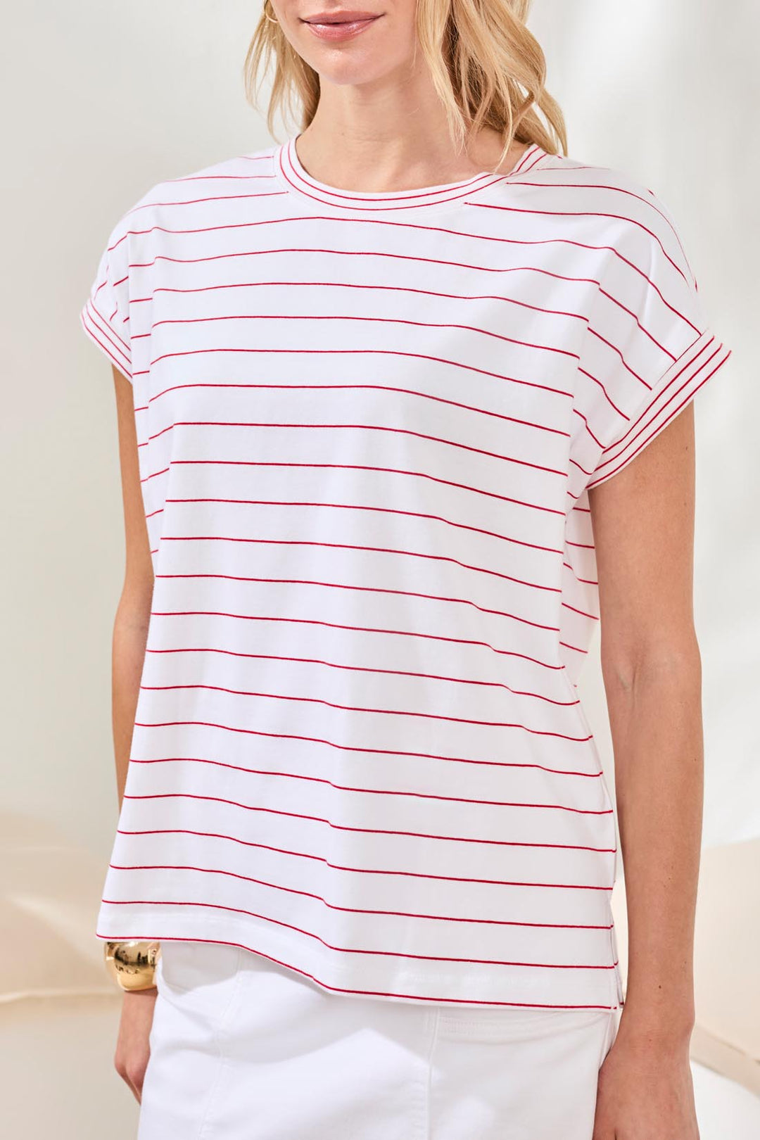 Tribal Clothing 2499O 3547 Sangria Red Stripe T-Shirt