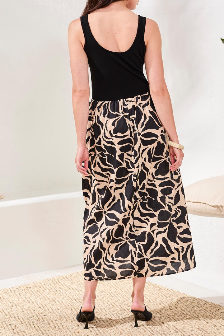 Tribal Clothing 953O 8449 Black Print Sleeveless Dress