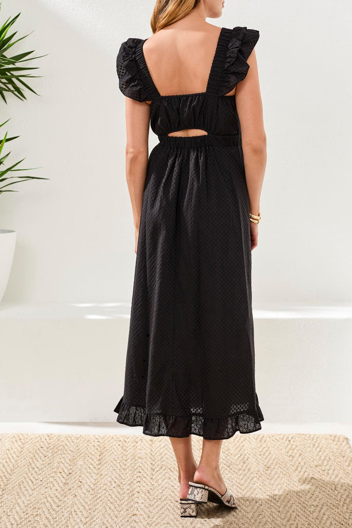 Tribal Clothing 975O 5531 Black Ruffle Strap Dress