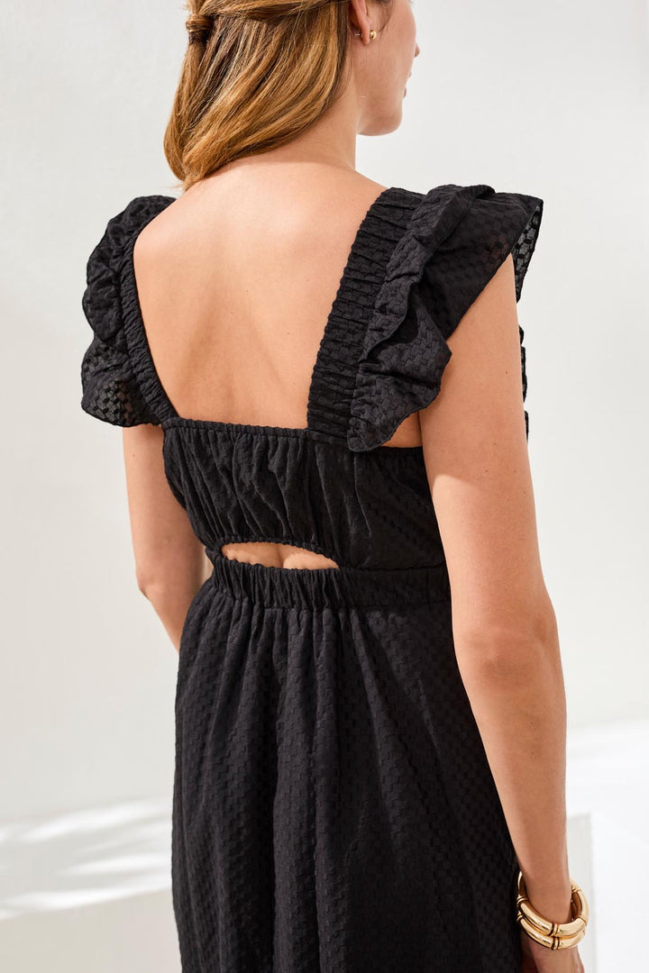 Tribal Clothing 975O 5531 Black Ruffle Strap Dress