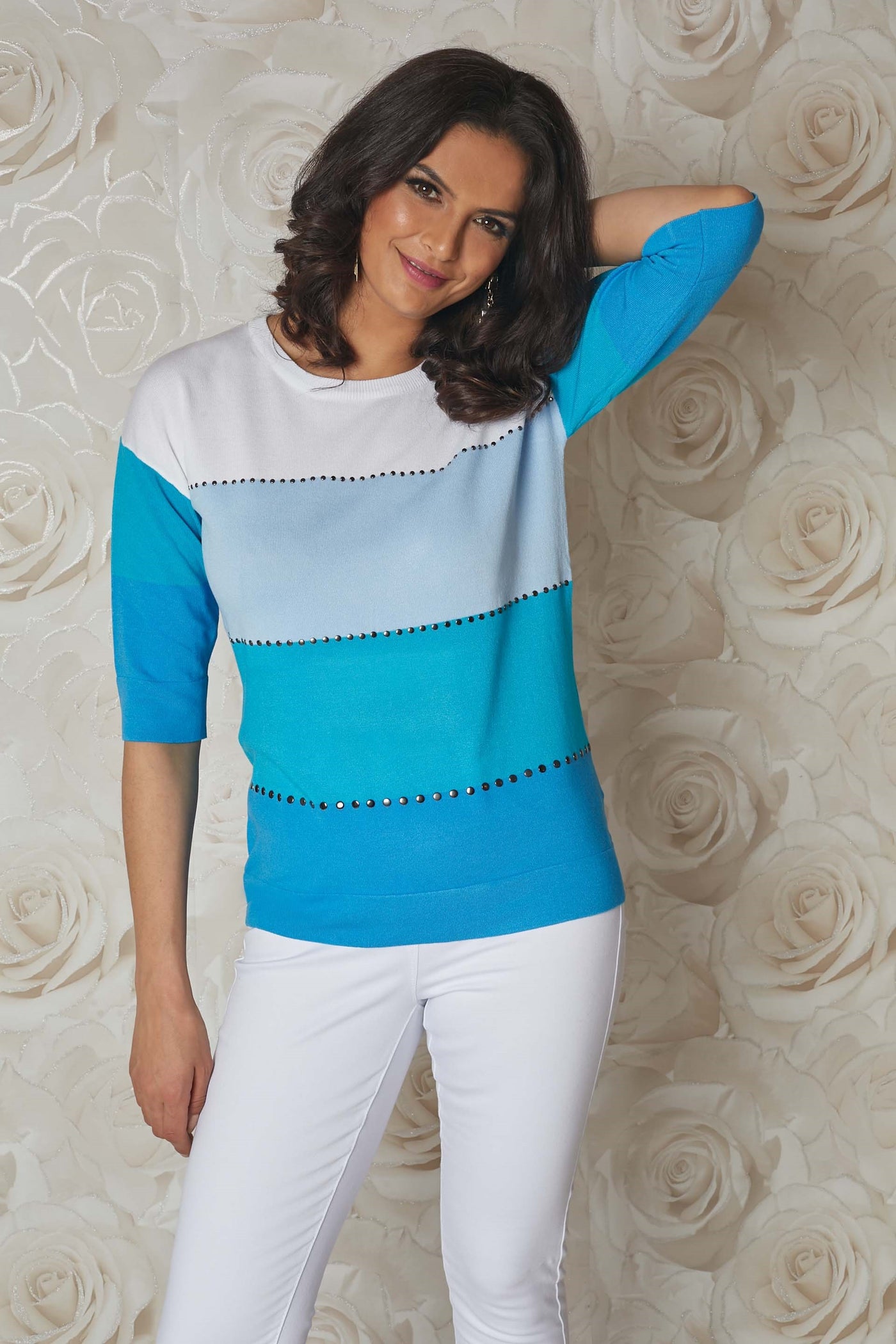 Glitz 4020 Striped Jumper Turquoise and Blues