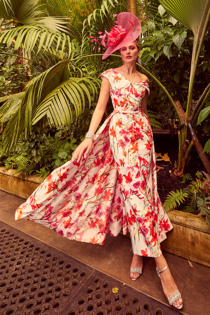 Veni Infantino 992033B Floral Print Midi Straight Dress - Rouge Boutique Inverness