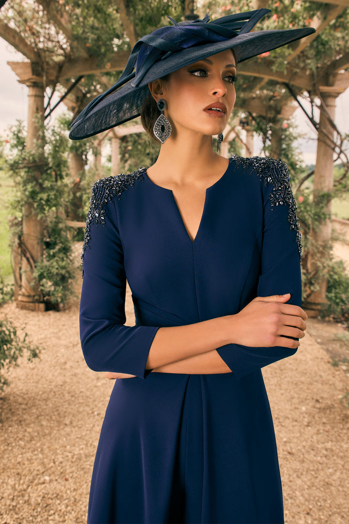 Veni Infantino 992708 Navy 3/4 Sleeve Maxi Occasion Dress