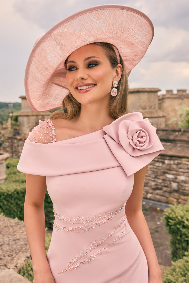 Veni Infantino 992783L Blush Pink Sash Neck Maxi Occasion Dress