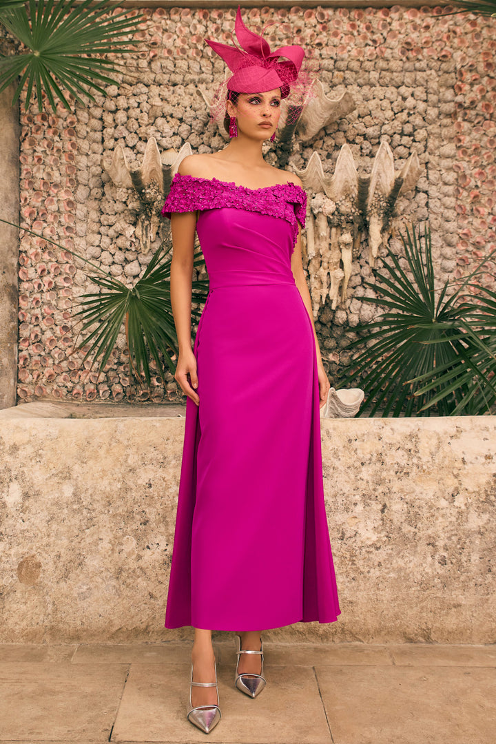 Veni Infantino 992791 Magenta Pink Off-The-Shoulder Occasion Dress