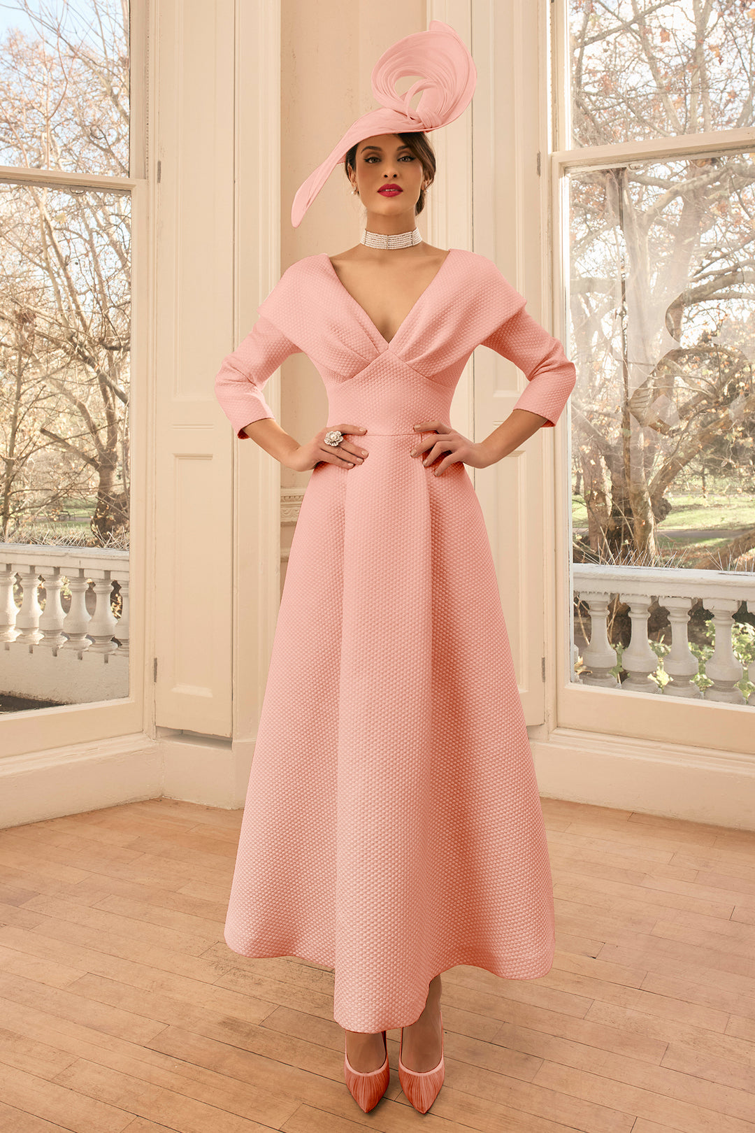 Veni Infantino Blossom Pink Fit and Flare Dress 992830, full length