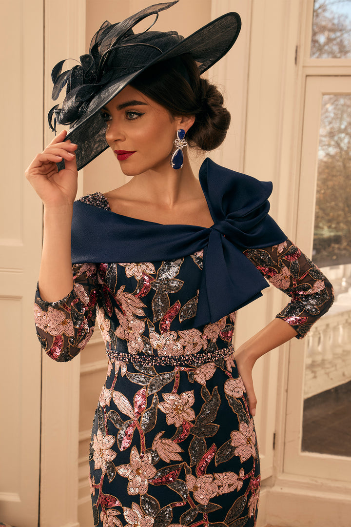 Veni Infantino Navy Sequin Embroidered Dress 992801, detail
