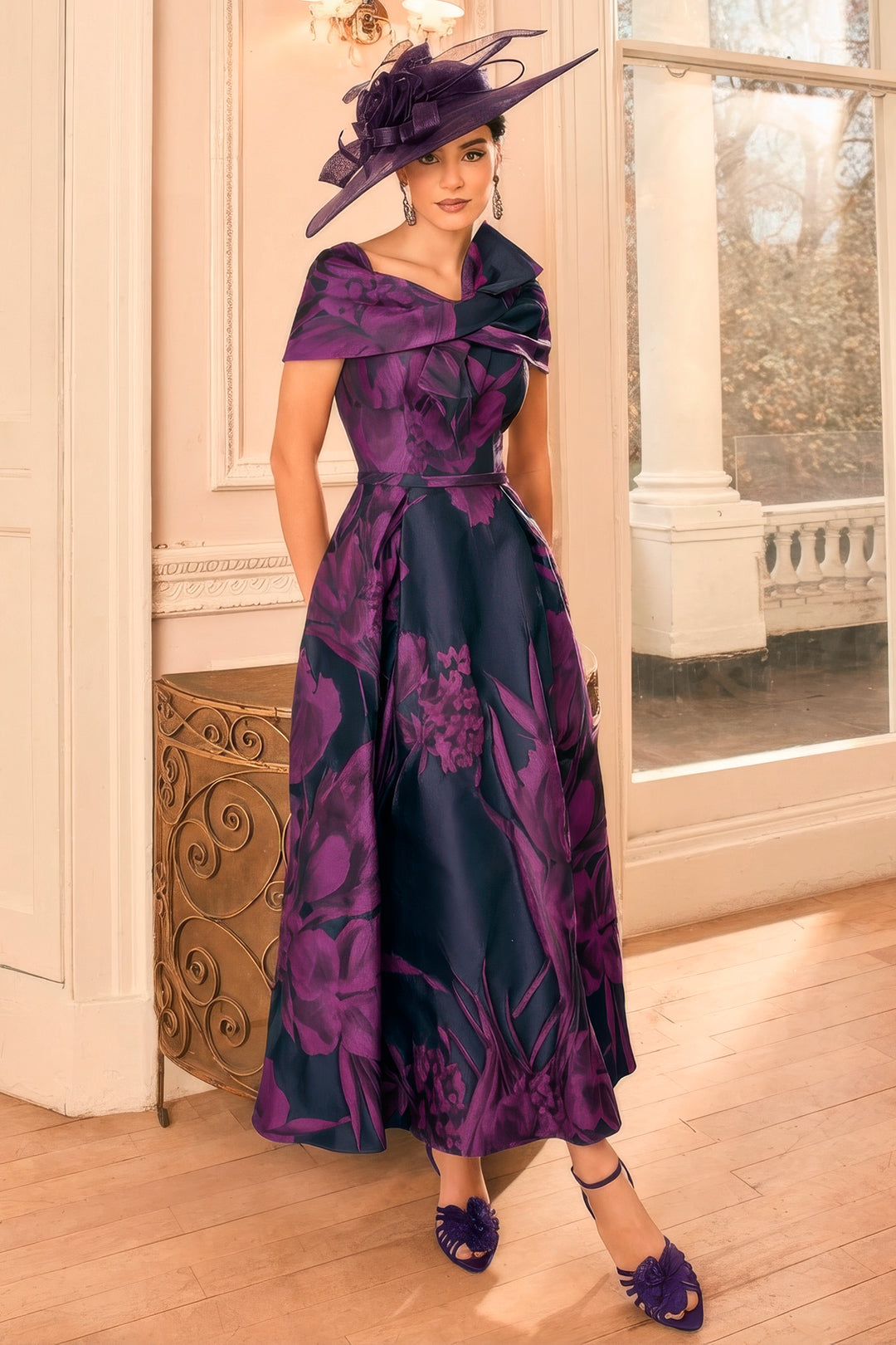 Veni Infantino Purple Navy Occasion Dress 992825