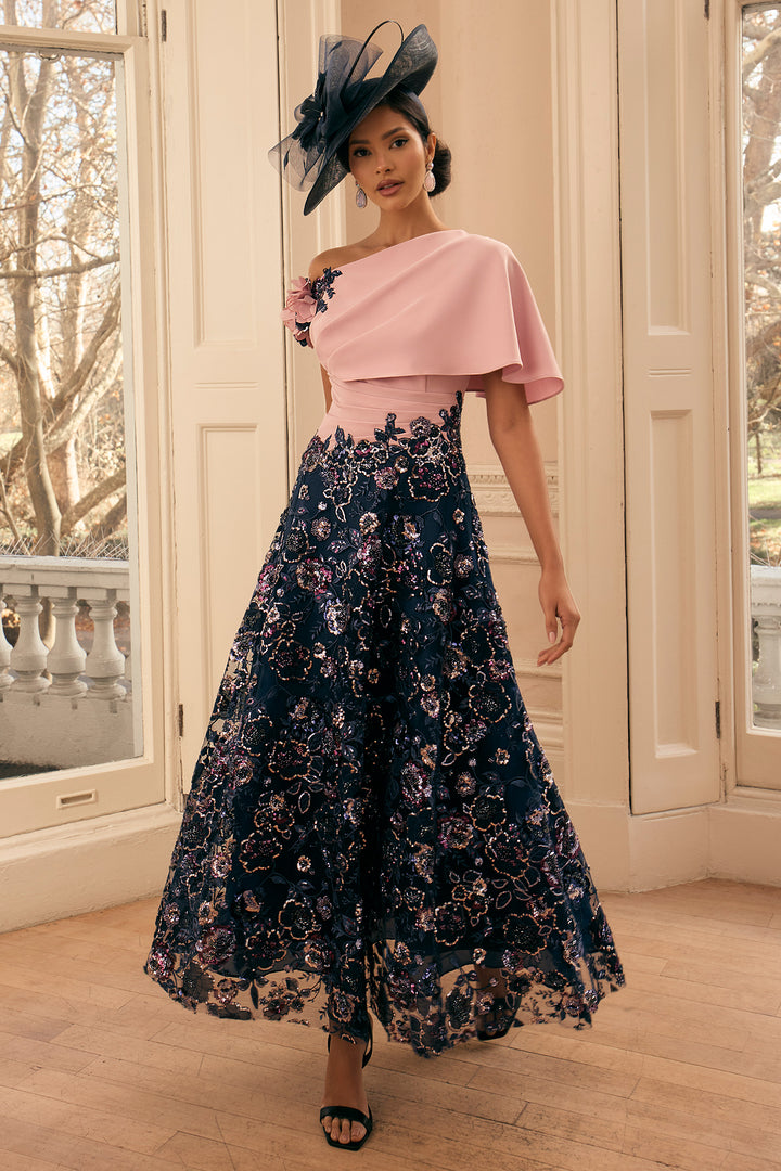 Veni Infantino Warm Rose Navy Occasion Dress 992813