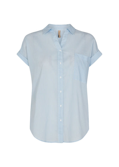 Soyaconcept Dinha Blue & White Striped Short Sleeved Shirt - Rouge Boutique