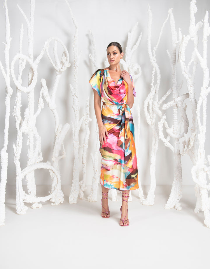 Kevan Jon Emmie Cap Sleeve Print Dress