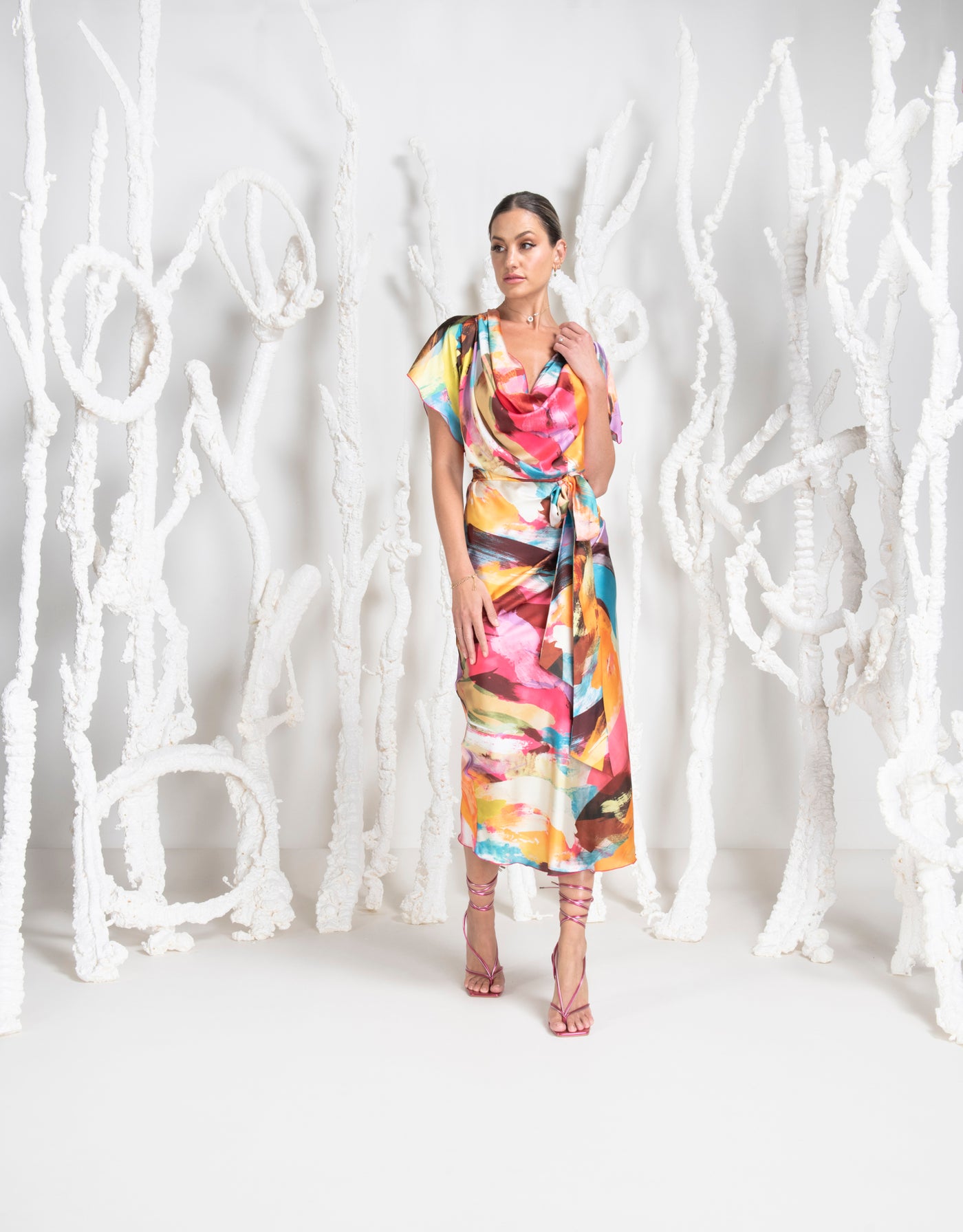 Kevan Jon Emmie Cap Sleeve Print Dress