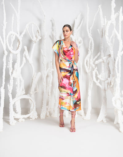 Kevan Jon Emmie Cap Sleeve Print Dress
