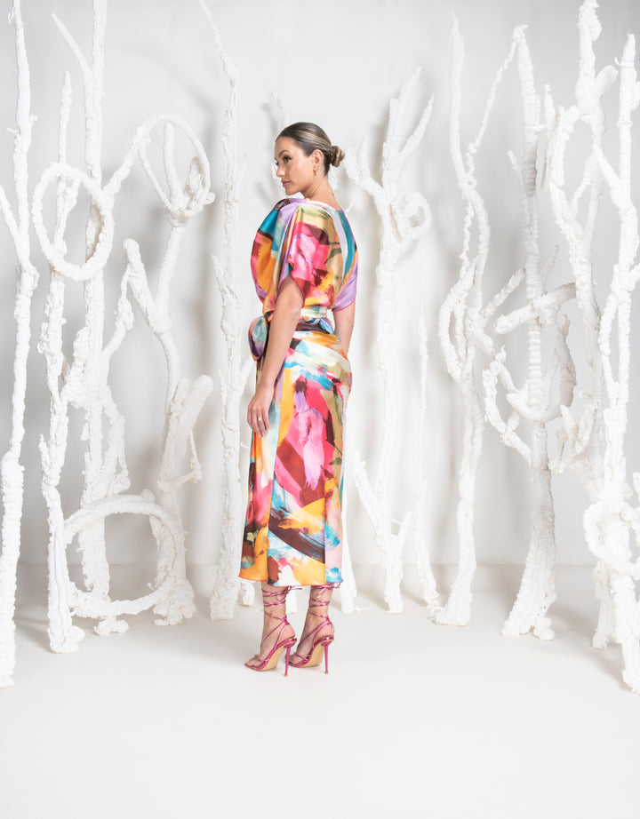 Kevan Jon Emmie Cap Sleeve Print Dress