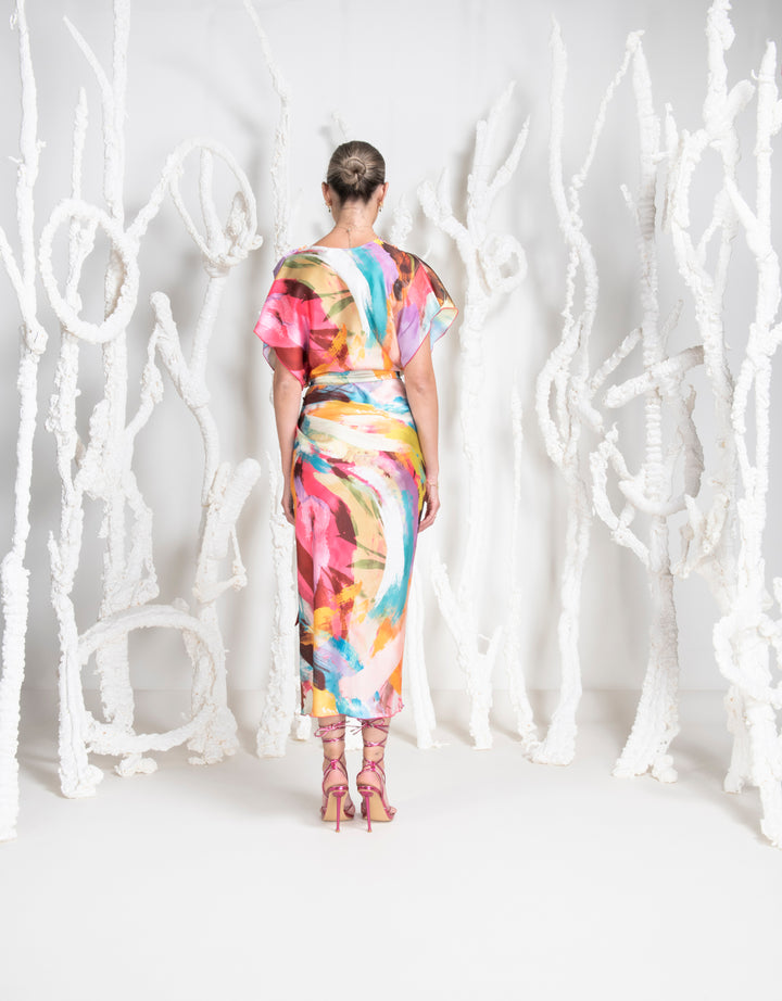 Kevan Jon Emmie Cap Sleeve Print Dress