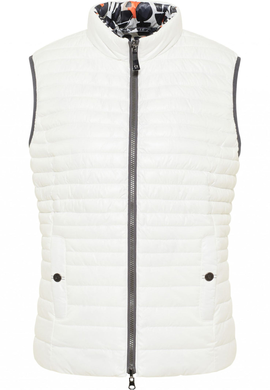 Barbara Lebek 77100032 White & Grey Print Reversible Gilet - Rouge Boutique