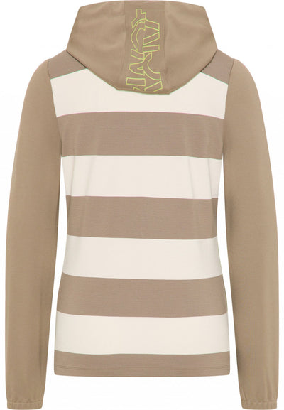 Barbara Lebek 7590032 Brown Stripe Zip Front Hooded Jacket - Rouge Boutique
