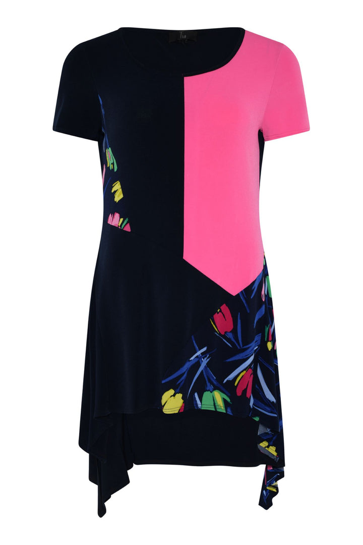 Tia 74833 Pink Print Tunic Top