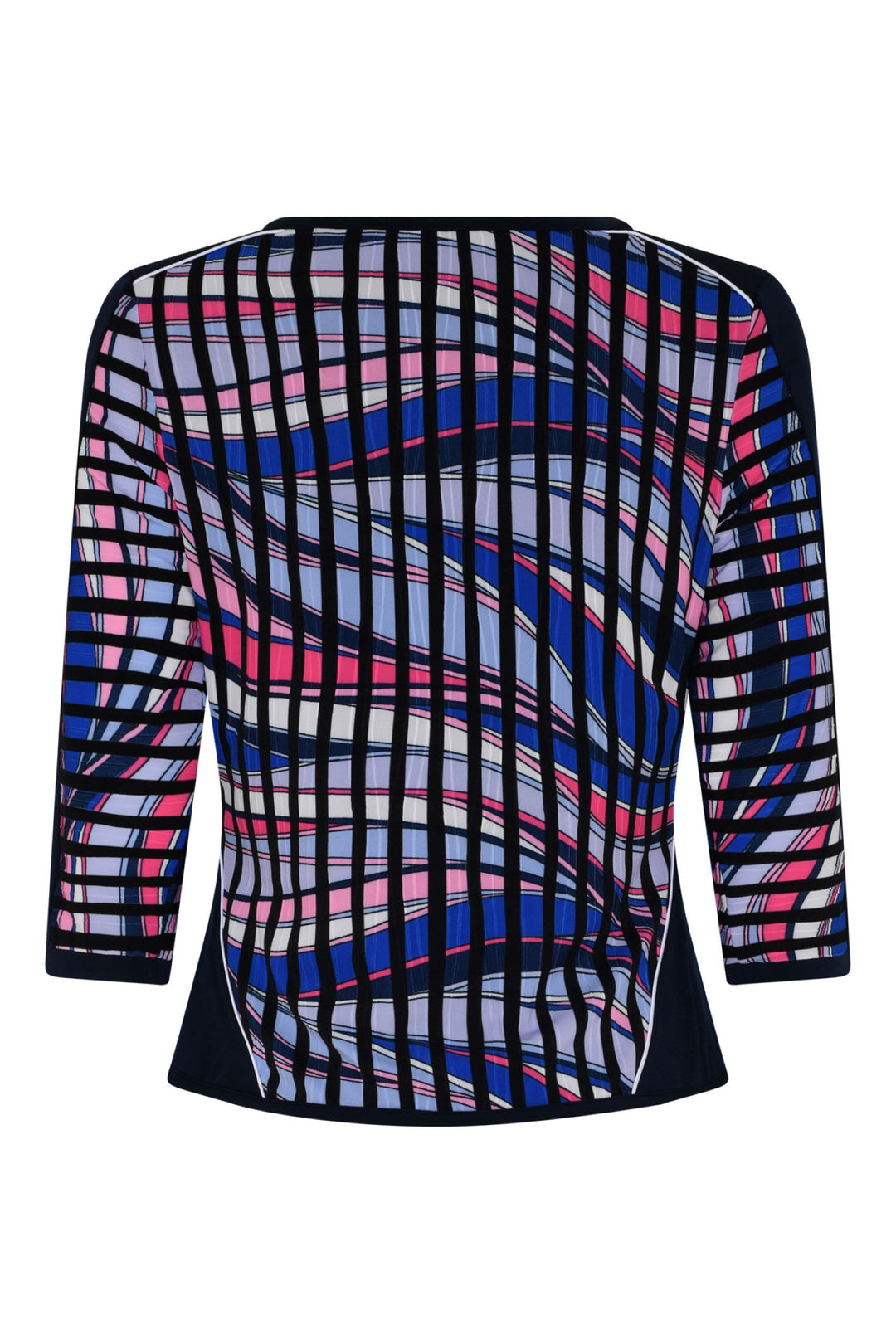 Tia 77596 Print Zip Jacket Cobalt Blue and Pink