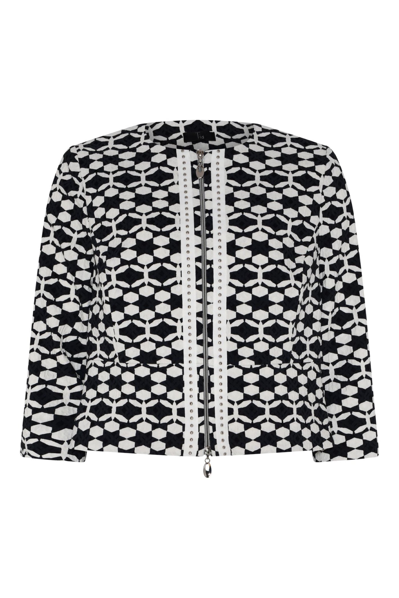 Tia 77602 Black and White Zip Jacket