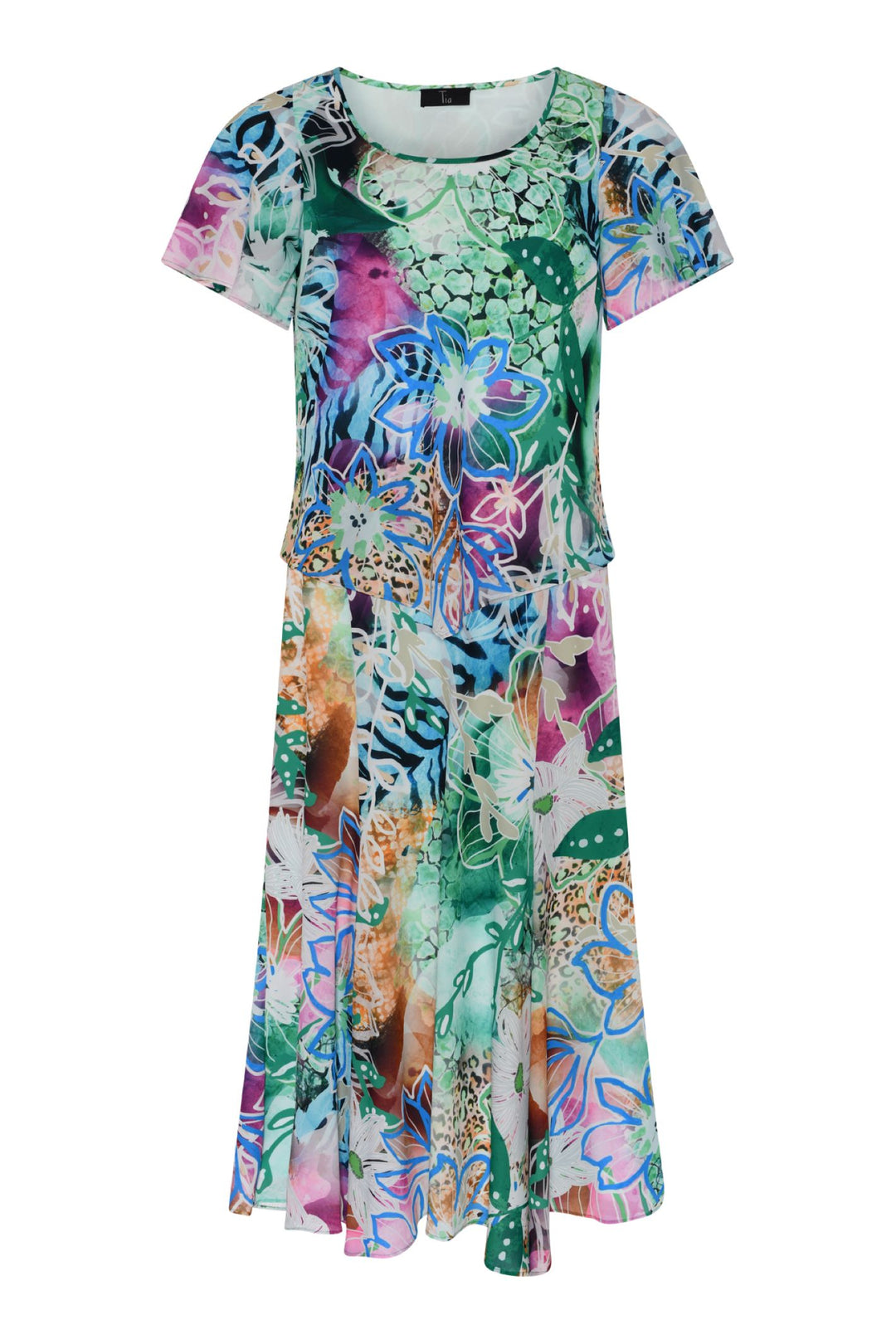Tia 78088 Multi Print Short Sleeve Dress
