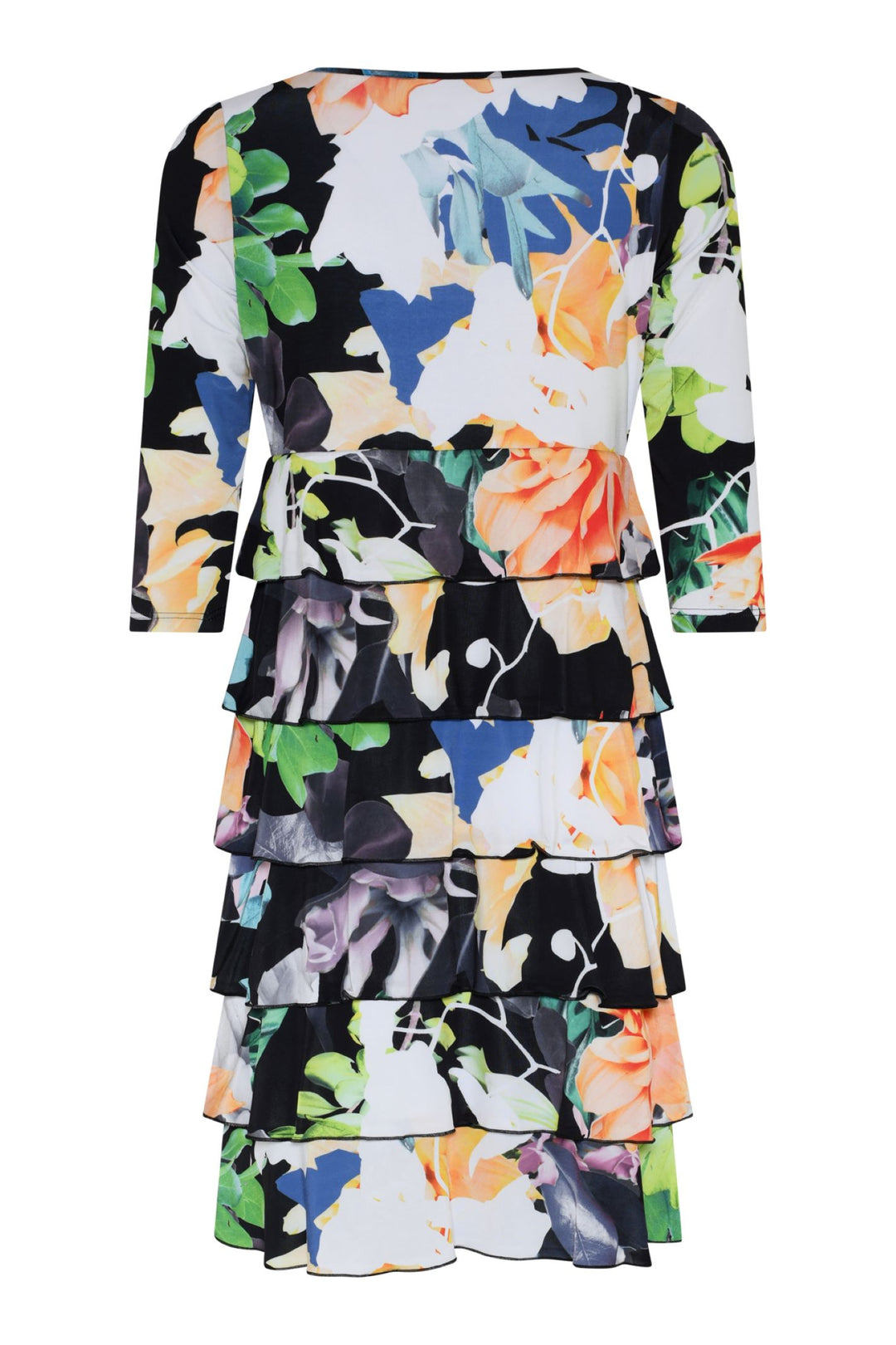 Tia Dress 78616 Green Orange Black V Neck Dress
