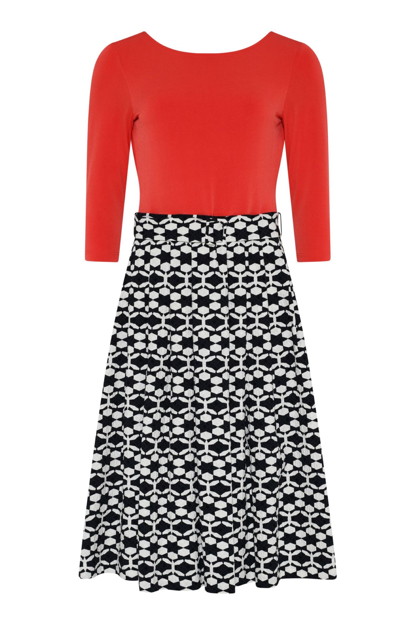 Tia 78639 Red Black and White Full Skirt Dress