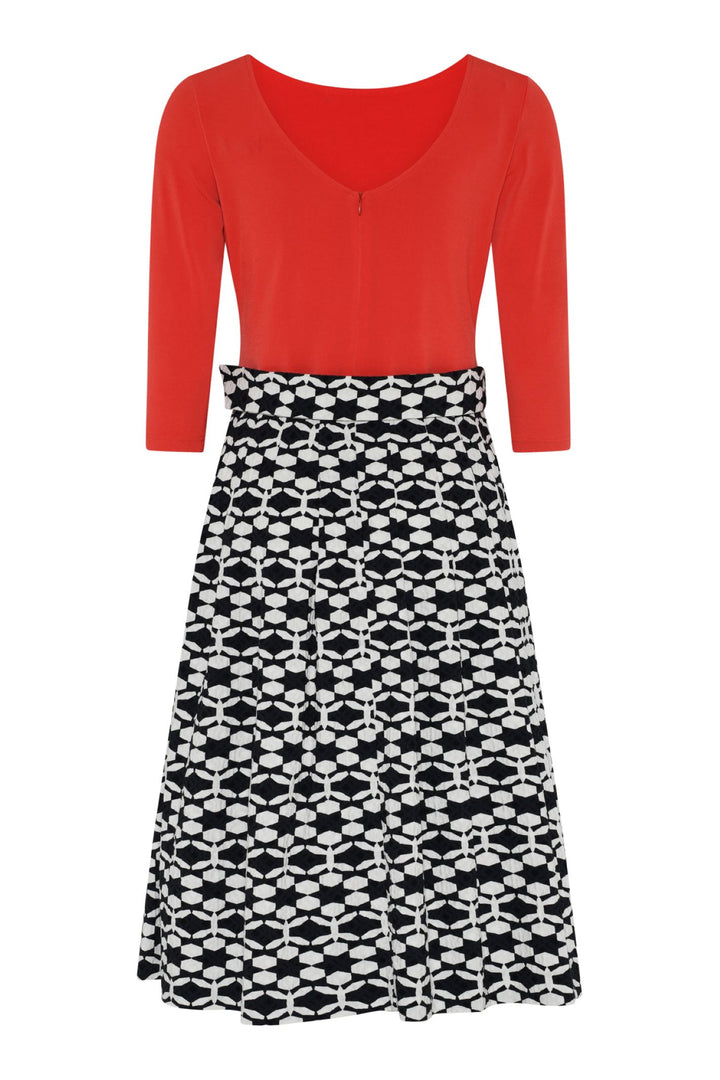 Tia 78639 Red Black and White Full Skirt Dress