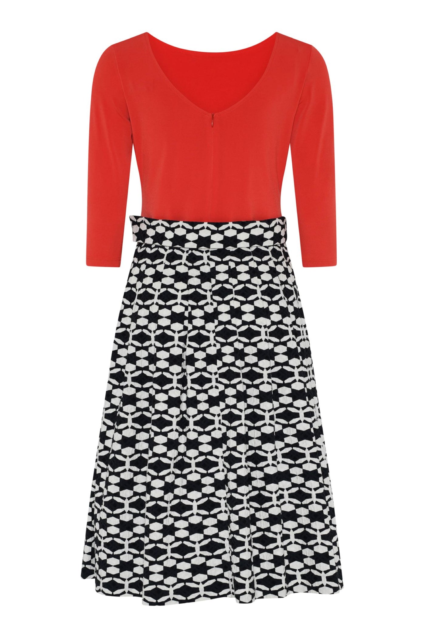 Tia 78639 Red Black and White Full Skirt Dress