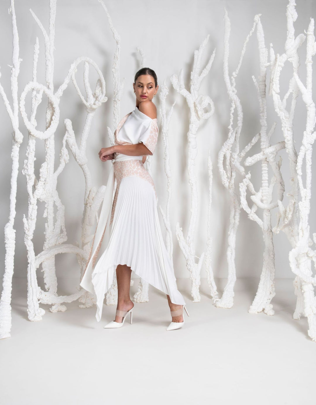 Kevan Jon Lucy Pleat Blush and Ivory