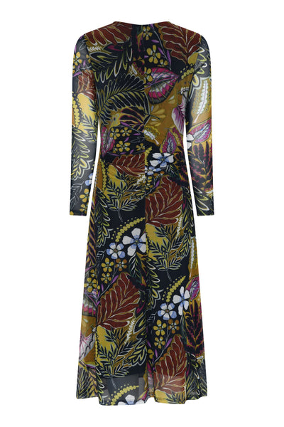 Tia 78430 Dress Multi Print V Neck Sleeves Chiffon Over Skirt
