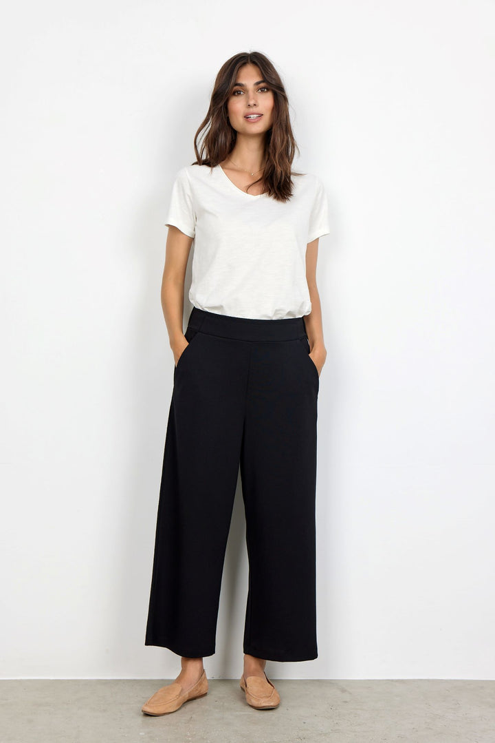 Soya Concept 25330 Black Wide Leg Crop Trouser