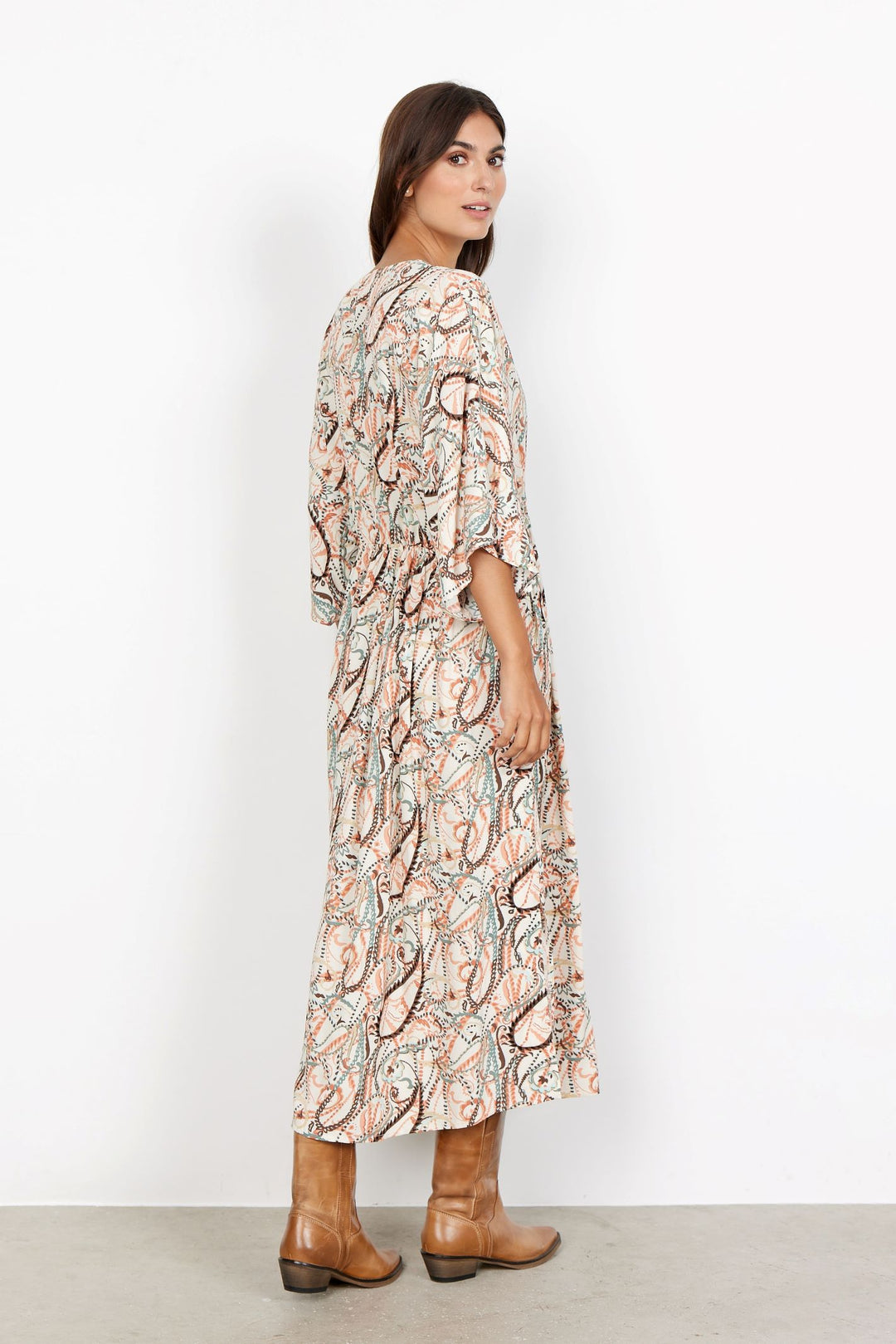 Soya Concept 40132 Linda Print Dress Dusty Red Combo