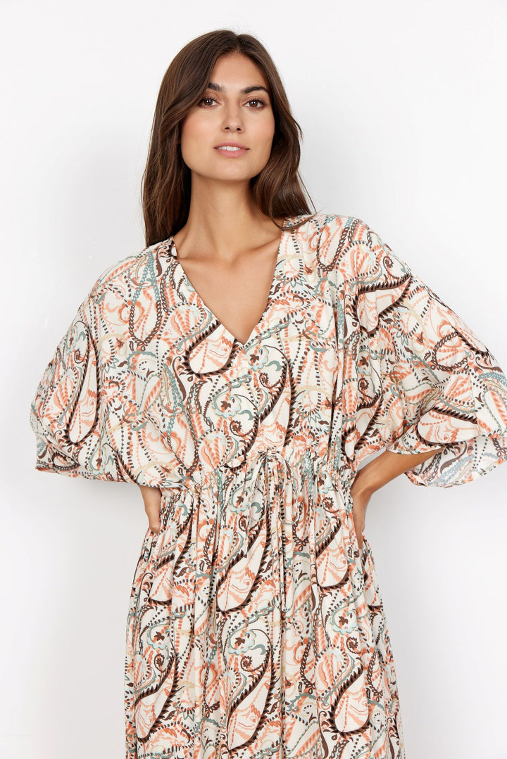 Soya Concept 40132 Linda Print Dress Dusty Red Combo