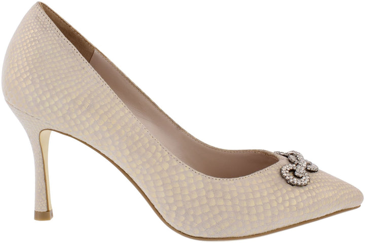 Capollini Diana Gold Heel Court Shoe