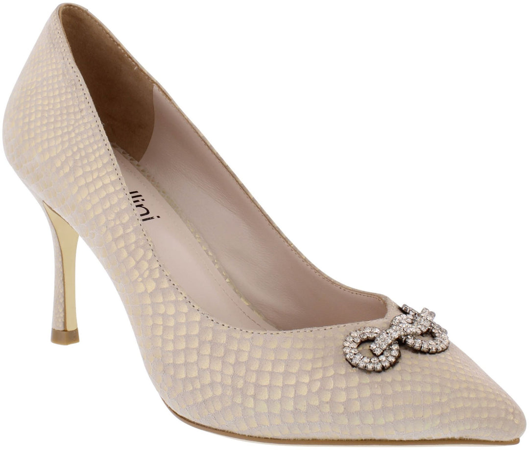 Capollini Diana Gold Heel Court Shoe