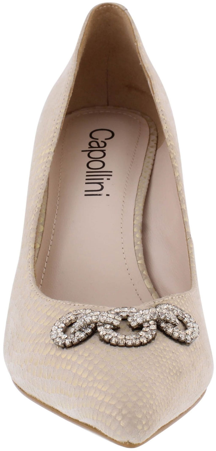 Capollini Diana Gold Heel Court Shoe