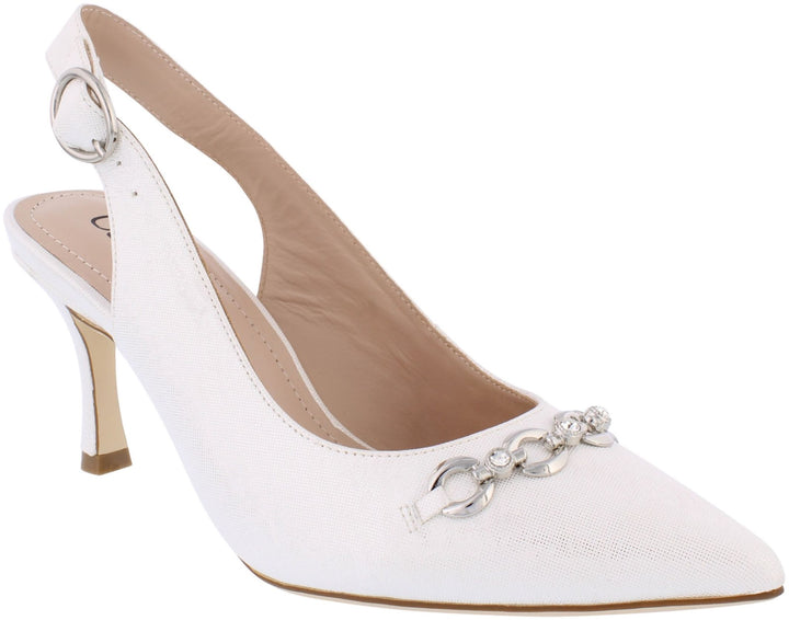 Capollini Eloise Cream Sling Back Shoe Heel L205