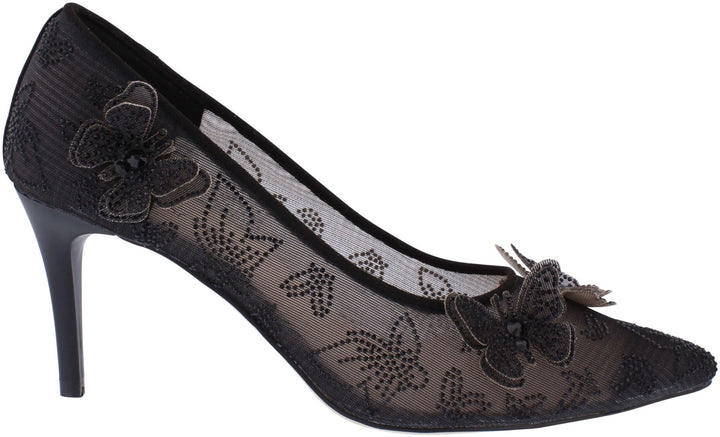 Capollini C202 Evie Black Mesh Butterfly Court Shoe