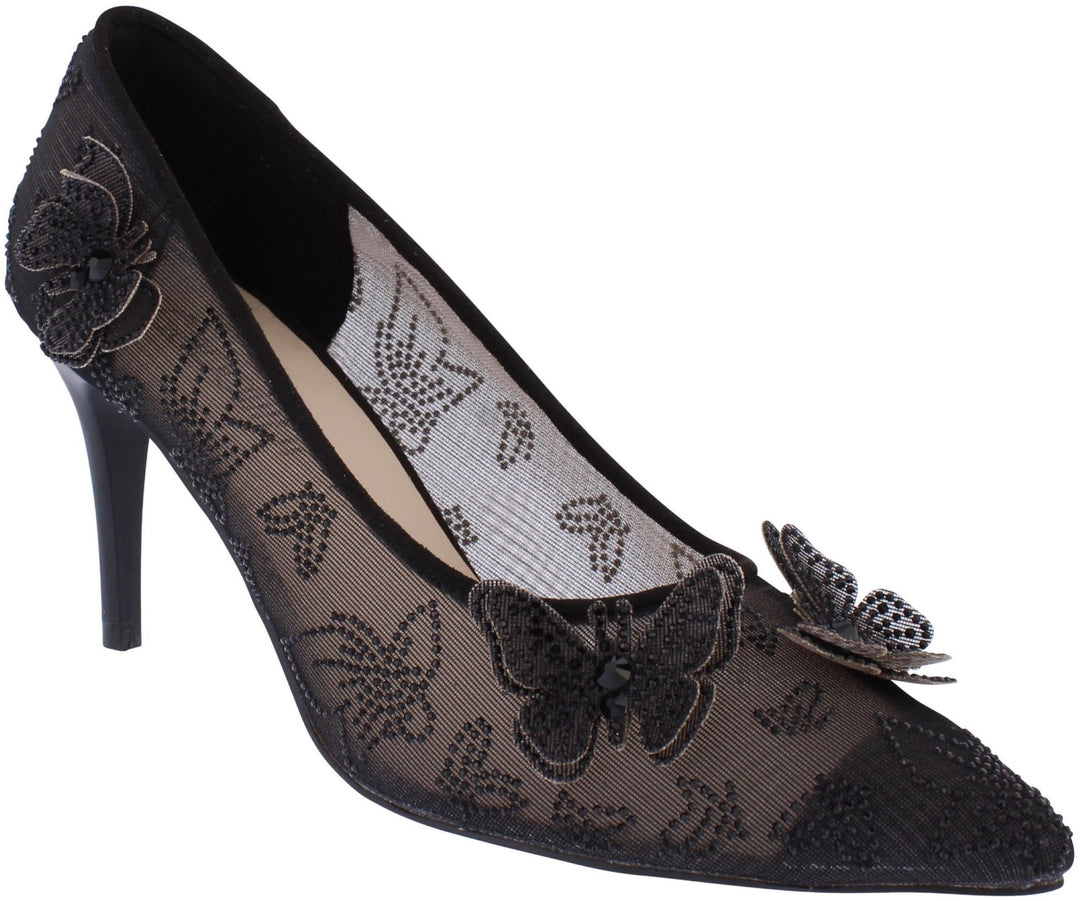 Capollini C202 Evie Black Mesh Butterfly Court Shoe