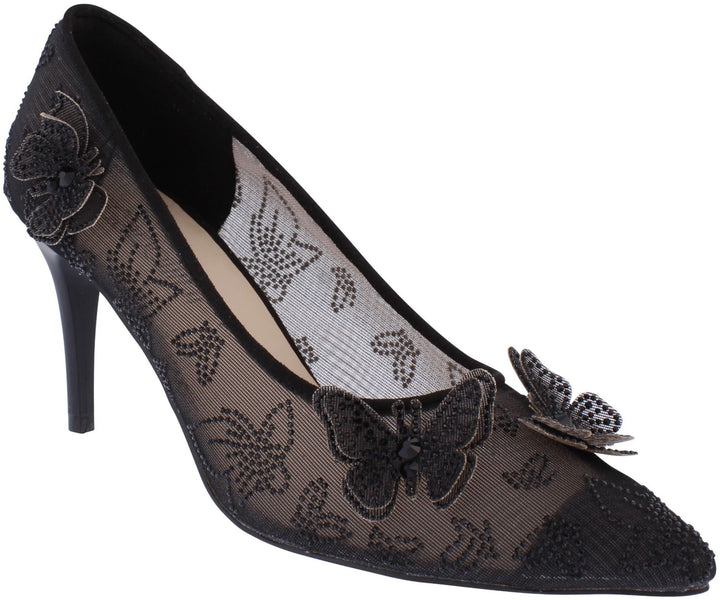 Capollini C202 Evie Black Mesh Butterfly Court Shoe