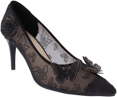 Capollini C202 Evie Black Mesh Butterfly Court Shoe