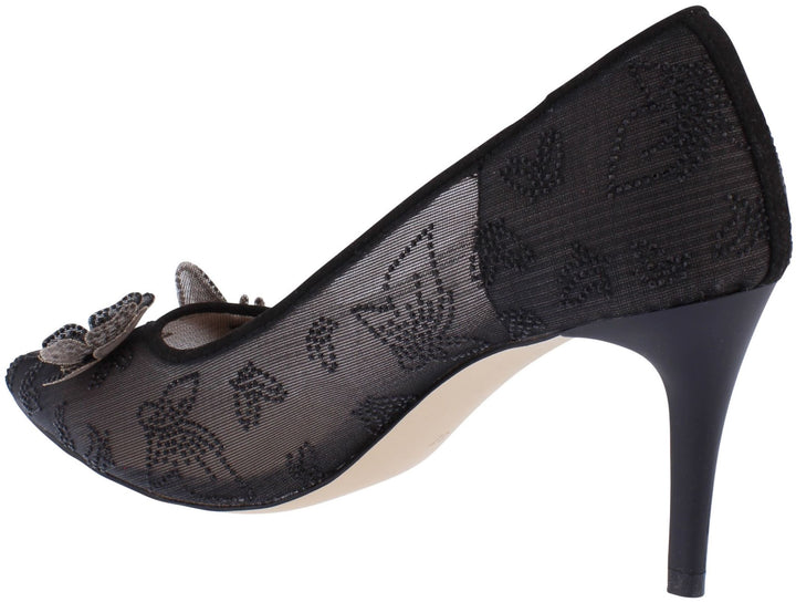 Capollini C202 Evie Black Mesh Butterfly Court Shoe