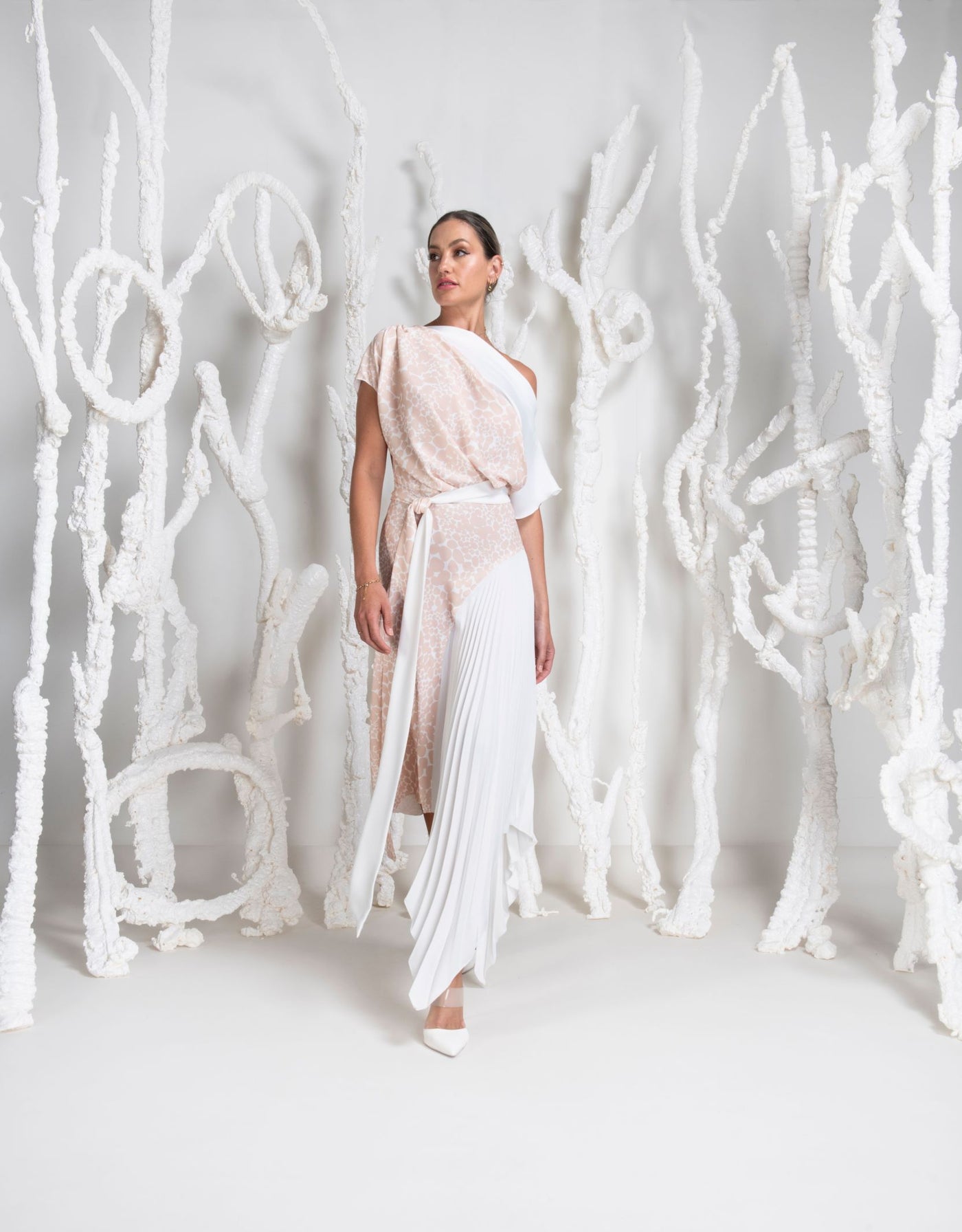 Kevan Jon Lucy Pleat Blush and Ivory
