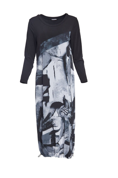 Naya NAS23136 Print Dress Blue with Elastic Hem